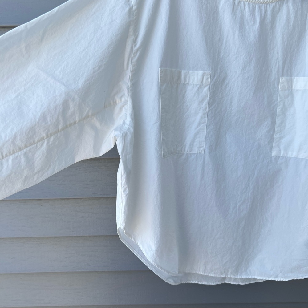 Modern Weaving Popover Poplin Top Pocket Parchment Off-White Womens XL Normcore - Picture 5 of 16